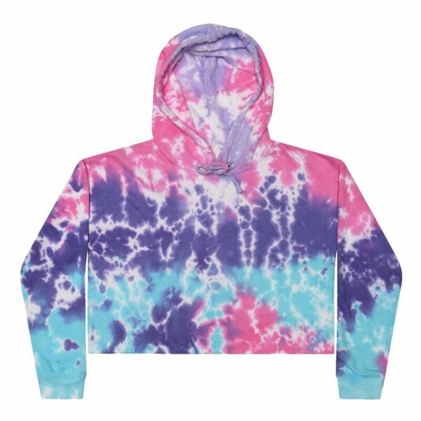 Colortone Women's Tie-Dyed Crop Hooded Sweatshirt Thumbnail
